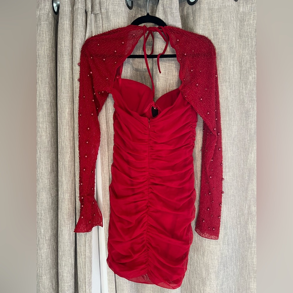 Oh Polly Red Long Sleeve Dress - Picture 7 of 8
